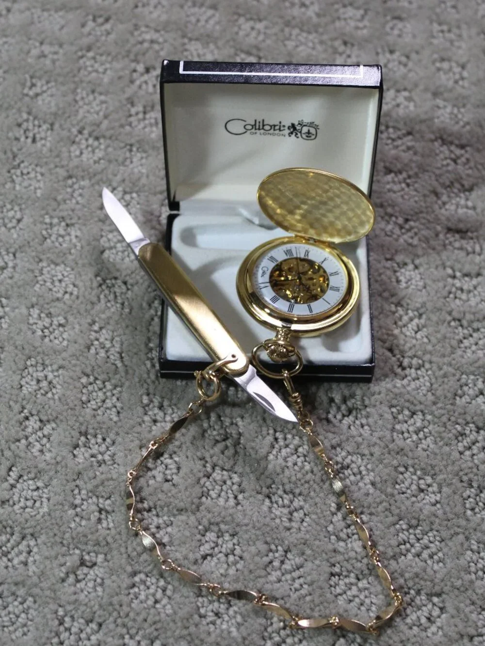 NEW Colibri Of London Pocket Watch & Knife Timepieces W/ Papers & Box